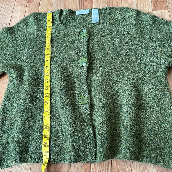 JH Collectibles Sweater Womens XL Green Knit Button Up Bell Sleeves Cottagecore - Picture 5 of 8